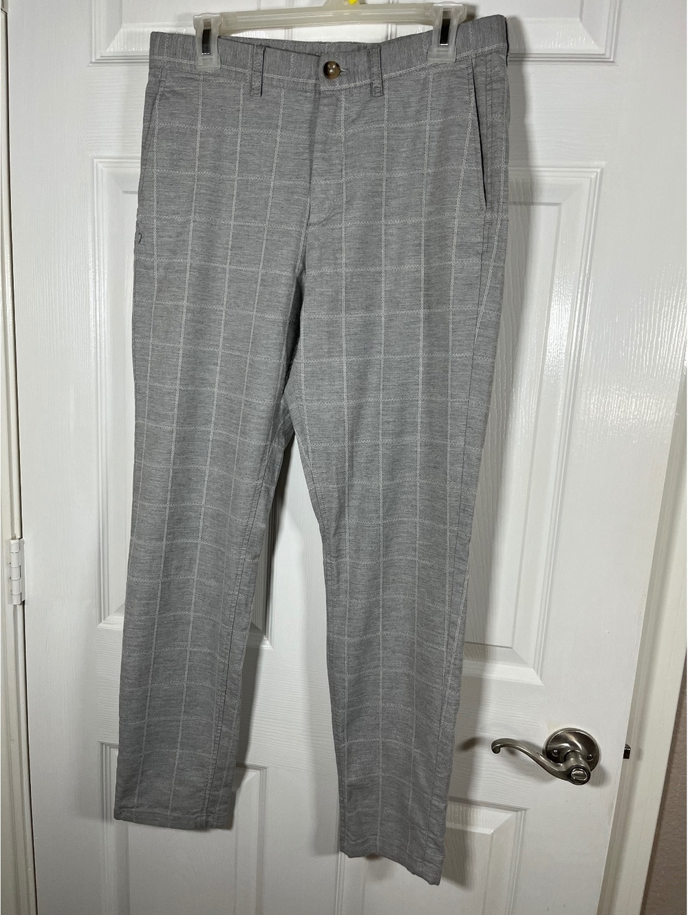 Zara gray windowpane plaid ankle pants size 31 quiet luxury